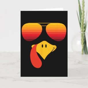 Carte Dinde drôle de Thanksgiving avec des lunettes de s