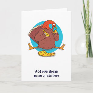 Carte Dinde drôle de Thanksgiving mangeant une pizza Tee