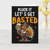 Carte Dinde drôle de Thanksgiving Pluck It Allons-y (Fleur jaune)