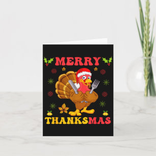 Carte Dinde drôle Santa Joyeux Thanksmas Noël Merci