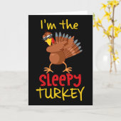 Carte Dinde Endormie Drôle Équipe de Groupe de Famille A (Fleur jaune)