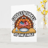 Carte Dinde la plus cool de Thanksgiving à la table de T (Fleur jaune)