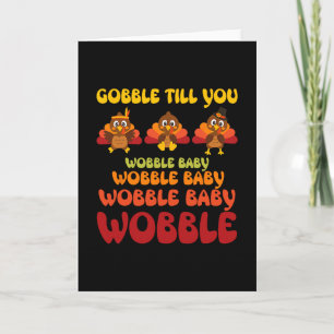 Carte Dinde Mignonne de Thanksgiving Enfant qui Chancell