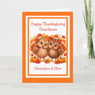 Carte Dinde Personnalisée Joyeux Thanksgiving Petits-Fil
