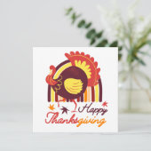 Carte Dinde stylisée Groovy Rainbow Joyeux Thanksgiving (Debout devant)