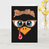 Carte Dinde Visage Cils Léopard Lunettes Drôle de Thanks (Fleur jaune)