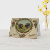 Carte Dindes de Thanksgiving Greeting (Fleur jaune)