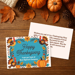 Carte Dindes et citrouilles festives d'automne de Thanks