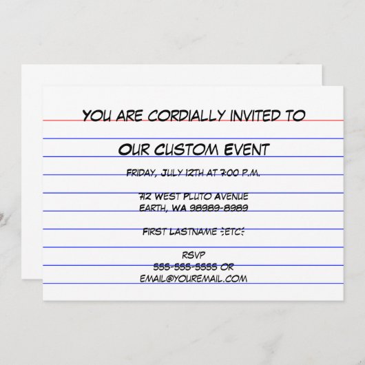 Carte d'index (Devant / Derrière)