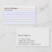 Carte d'index (Devant / Derrière)