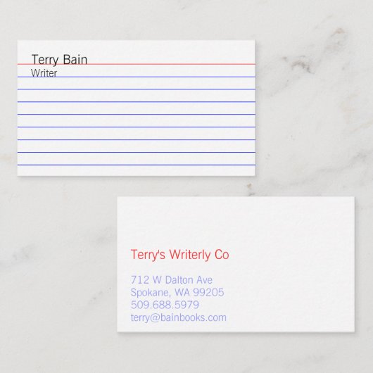 Carte d'index (Devant / Derrière)