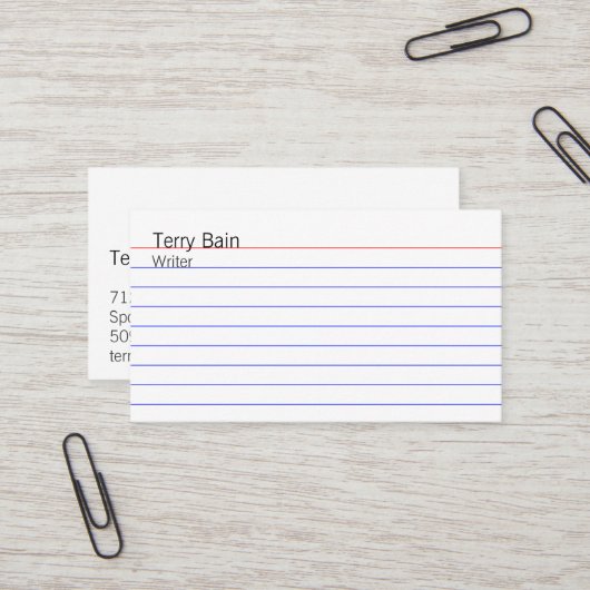 Carte d'index avec code QR (Devant/Arrière en situation)