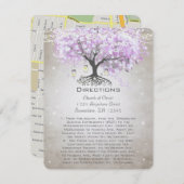 Carte d'indications de mariage à l'arbre à feuille (Devant / Derrière)