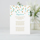 Carte d'indications de mariage en confettis bleu a (Debout devant)