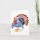 Carte Dindon de dessin animé bleu drôle avec des plumes  (Devant)