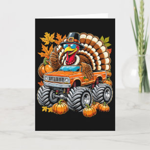Carte Dindon de Thanksgiving conduisant un Monster Truck