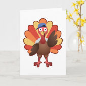 Carte Dindon Garçon Mignon - Cadeau de Thanksgiving (Fleur jaune)