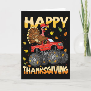 Carte Dindon Monster Truck Thanksgiving Garçons Enfants