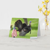 Carte Dindon patriotique se pavanant (Fleur jaune)