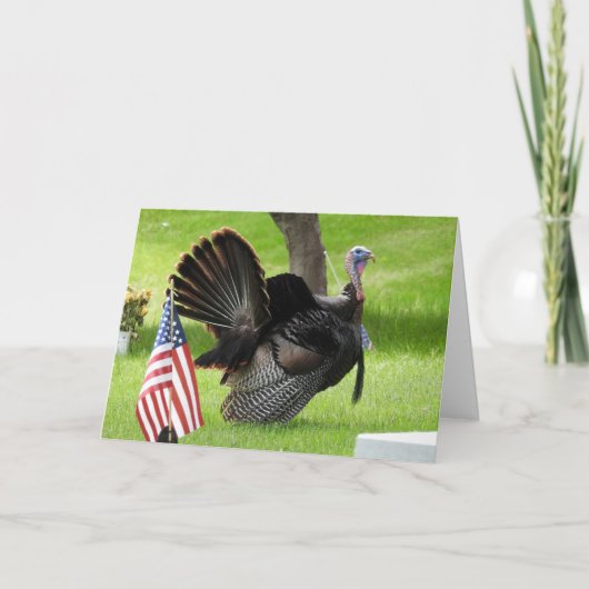 Carte Dindon patriotique se pavanant (Devant)