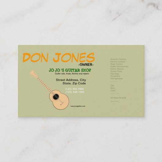 Carte d'industrie musicale de magasin de guitare (Devant)