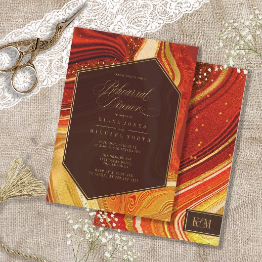 Carte Dîner Abstrait de répétition d'âge Hot Orange ID82