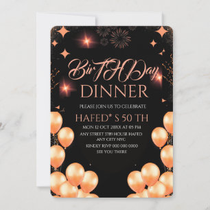 Carte Dîner d'anniversaire numérique Modèle, noir