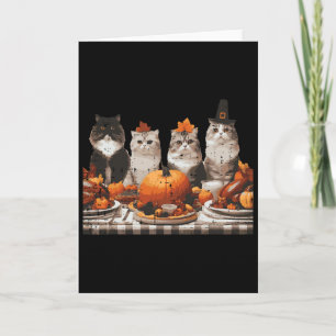Carte Dîner de fête des chats de Thanksgiving Vintage au
