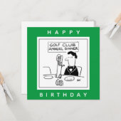 Carte Dîner de golf avec Cutlery in Golf Trolley Cartoon (Devant/Arrière en situation)