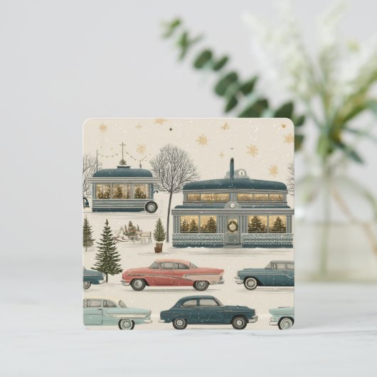 Carte Dîner de Noël Rétro Nostalgie (Debout devant)