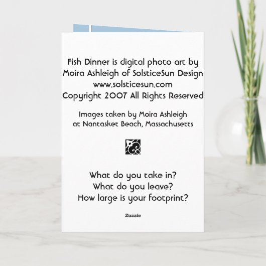 Carte Dîner de poissons (Dos)