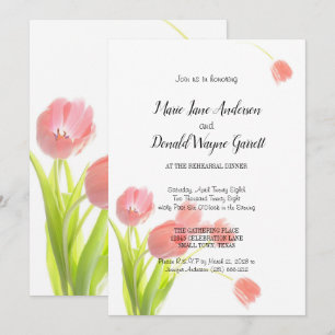 Carte Dîner de répétition aux tulipes roses tendres