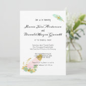 Carte Dîner de répétition Boho Pink and Gold Feathes (Debout devant)