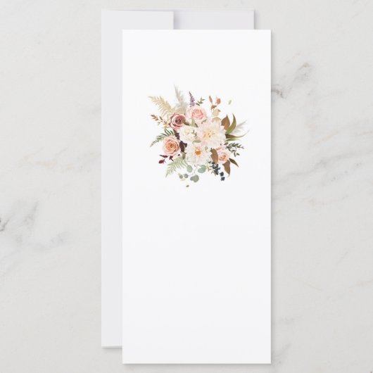 Carte Dîner de répétition Boho Soft Rose/Fleurs Blanches (Dos)