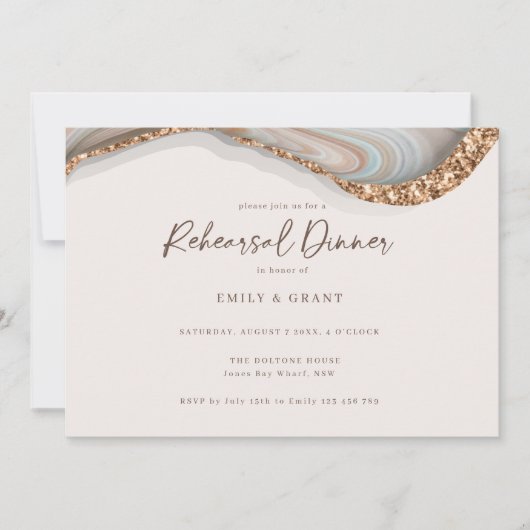 Carte Dîner de répétition de marbre de Géode d'âge (Devant)