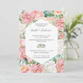 Carte Dîner de répétition de Mariage floral d'été (Debout devant)