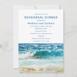 Carte Dîner de répétition de mariage tropical sur la pla