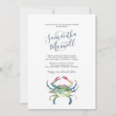 Carte Dîner de répétition du crabe d'aquarelle Invitatio (Devant)