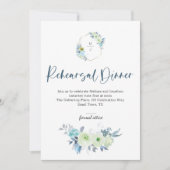Carte Dîner de répétition Floral bleu clair jaune vert (Devant)