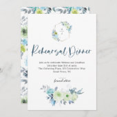Carte Dîner de répétition Floral bleu clair jaune vert (Devant / Derrière)