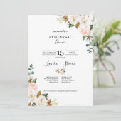 Carte Dîner de répétition Floral Magnolia Blanc & Blush (Debout devant)