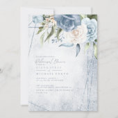 Carte Dîner de répétition Floral Sparkles Dusty Blue ID8 (Devant)