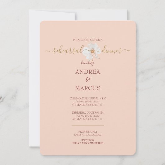 Carte Dîner de répétition Mariage de l'orchidée de Creme (Devant)