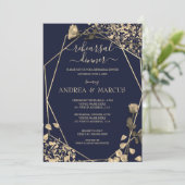 Carte Dîner de répétition Mariage en Bleu profond et Cha (Debout devant)