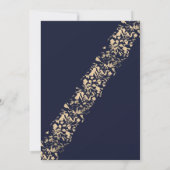 Carte Dîner de répétition Mariage en Bleu profond et Cha (Dos)