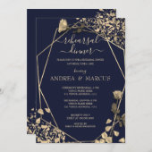 Carte Dîner de répétition Mariage en Bleu profond et Cha (Devant / Derrière)