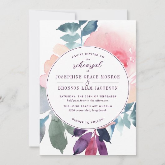 Carte Dîner de répétition Mariage violet (Devant)