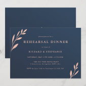 Carte Dîner de répétition Marine et Pink Foliing (Devant / Derrière)