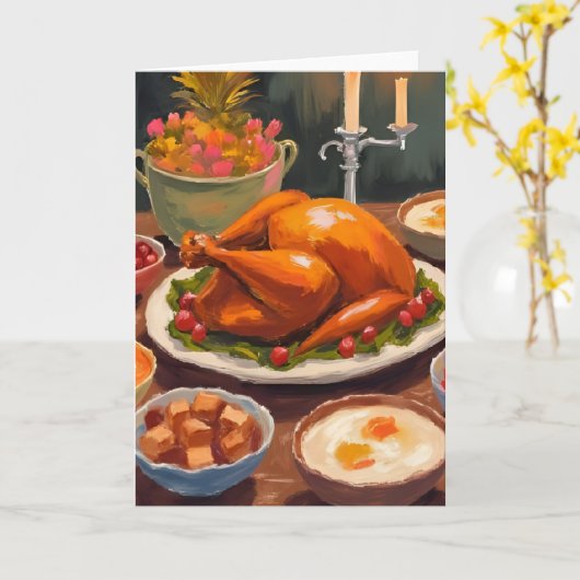 Carte Dîner de Thanksgiving (Fleur jaune)