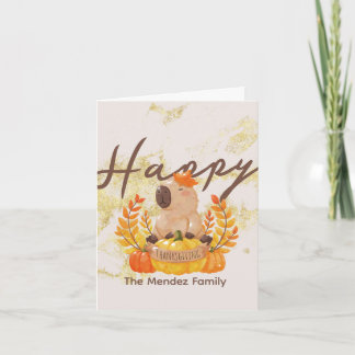 Carte Dîner de Thanksgiving de la famille des capybaras